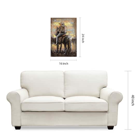 Empire Art Direct 16" x 24" Cowboy Mixed Media Iron Hand Painted Dimensional Wall Sculpture